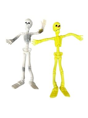 Vintage 90s Bendable Skeleton Figures Halloween Decor Toys